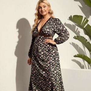 NEW!! Shein contrast lace floral print midi dress